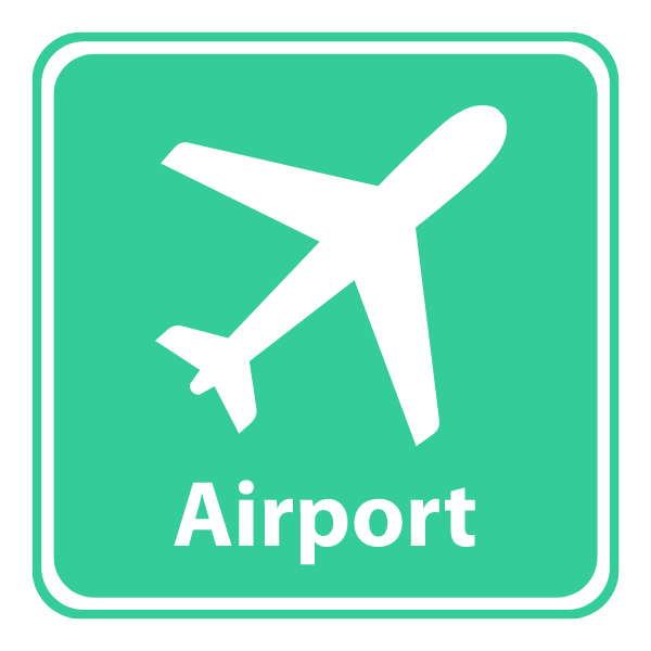 Airport symbol with green background